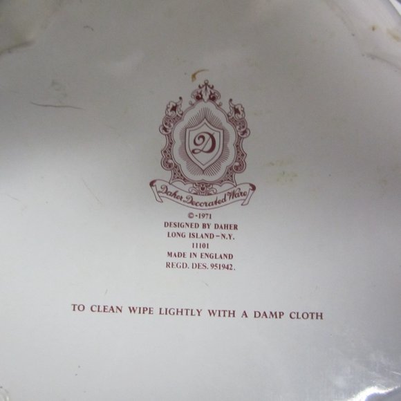 VTG 1971 DAHER DECORATED WARE TIN 10'' BOWL, FLORALS AND SCENES - Picture 8 of 8